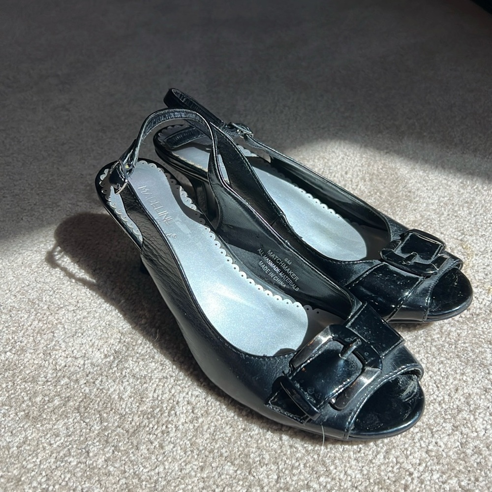 Madeline Stuart Peep Toe Slingback black low heels